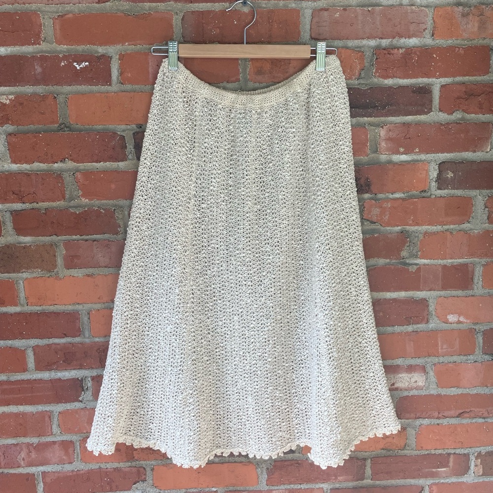 A Pallas Ireland Silk Linen Knit Hand Loomed Skirt Women’s Size Large L A-line